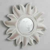 Espejo Artesanal Sol En Madera Indonesia 60cm Pushkar Tienda Blanco