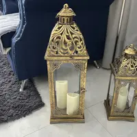 Fanal De India Importado Oriente Portavelas Estilo Marroquí  Dorado Oscuro