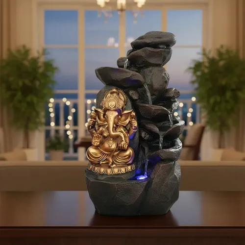 Fuente De Agua Ganesha Gigante Ideal Jardín Deco Importada Gris Oscuro