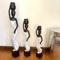 Set 3 Africanas De 1 M Madera Teka Importado D Indonesia