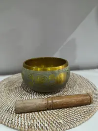 Cuenco Importado Himalaya Fundición Aluminio Con Baqueta