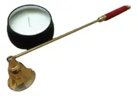 Apaga Velas Artesanal De Bronce Y Madera 28 Cm Importado Bronce