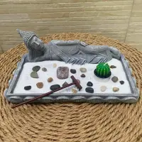 Jardines Zen -buda Shiva Ganesha- Portasahumerios India Gris Buda Recostado