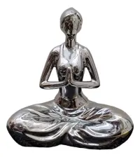 Figura Yoga Decorativa 20 Cm Estatuilla Posiciones D Oriente Plateado