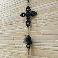 Colgante Cruz Campana Hierro Decoración Importado Oriente Negro