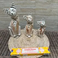 Juego X3 Gatos Tallados Madera Teka Oriente Importados Beige