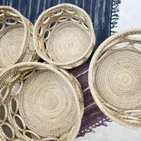 Set X 4 Cestos Canastos Importado Indonesia Seagrass Natural Marrón Claro