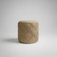 Puff De Yute Natural Rustico Importado Banco Mesa Artesanal Modelo 2