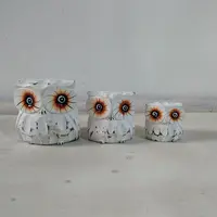 Set X3 Buhos En Madera De Oriente Tallado Importado India Blanco