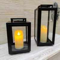 Juego X 2 Fanales De Metal Hindu Deco Importado 40cm/28cm  Negro