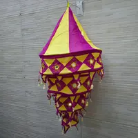 Lampara Pantalla De India De 4 Pisos En Tela Importada Hindu