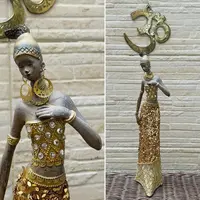 Imagen Africana Estatuilla Importada Oriente 41 Cm Fantasias Negro