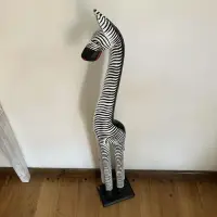 Estatuilla Cebra Madera Importado India Artesanal Oriente Blanco