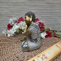 Estatua Buda Meditación Resina Apto Exterior Decorativo Blanco