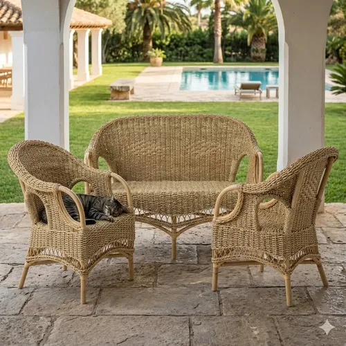 Juego X 3 Sillones  Importados Indonesia Pushkar Tienda Beige