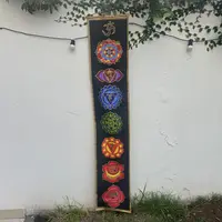Tapiz Pared Largo 7 Chakras Banderín Importado India Deco Negro Liso