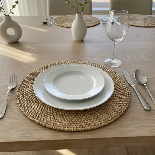 Plato De Sitio 30 Cm Ratán Natural Importado Individual  Marrón Claro
