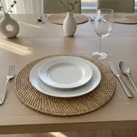Plato De Sitio 30 Cm Ratán Natural Importado Individual  Marrón Claro