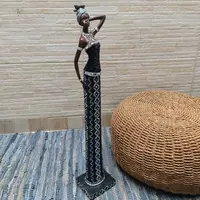 Estatuilla Africana Imagen Importada Oriente 68 Cm Fantasias Negro