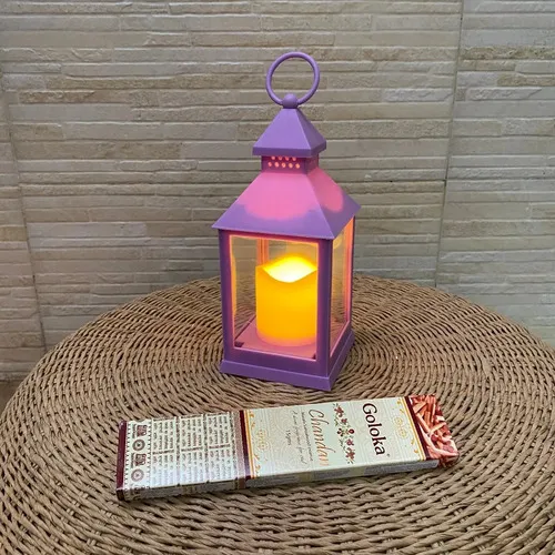 Fanal Con Vela Led Incluida Importado 25cm Farol Decorativo 