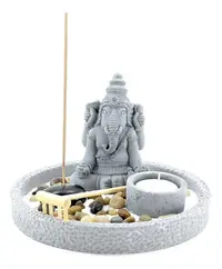 Jardin Zen -ganesha- Portasahumerios India Importado 25cm Gris
