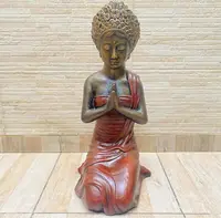 Escultura Mujer Balinesa De Fibrocemento 65 Cm Indonesia Zen Dorado