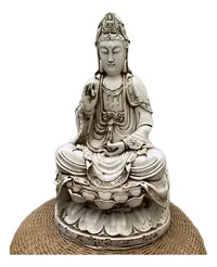 Estatuilla Kwan Yin Gigante Apto Exterior 65 Cm Jardin Blanco