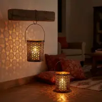 Portavela Hindu Fanal Artesanal Importado India Cogante Piso Oxido