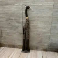 Jirafa De Madera Teka En 1 Pieza Pintada Artesanal Importada