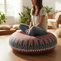 Fundas De Puff, Zafu Mandala. Hecha En India. Algodón 100%
