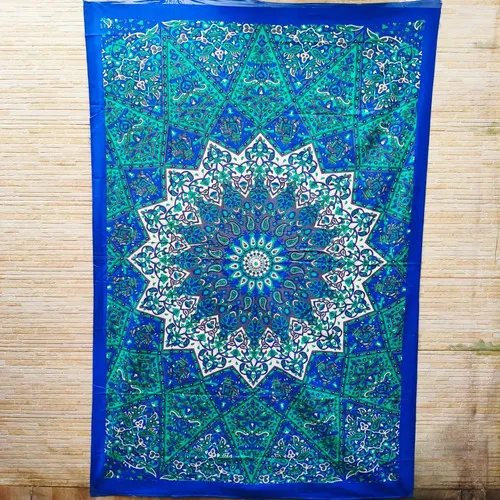Manta Hindu Cubre Cama 1 Pl Mandala Algodón India Lona Tapiz