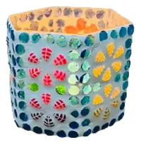 Fanal Porta Vela Importado India 8x8 Cm Hexagonal Venecitas