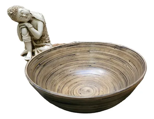 Bowl Grande De Bamboo Importado Bandejas Apilables Marrón