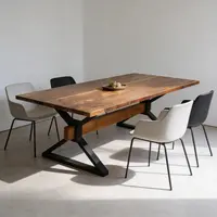 Mesa Comedor Madera Con Hierro Living Country Pushkar Tienda Marrón Negro