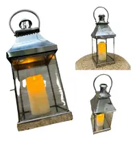 Fanal Acero De 45 Cm Porta Vela Farol Importado Hindu  Plateado