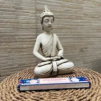 Estatuilla Hindú Buda Indio Jardín Resina Apto Exterior
