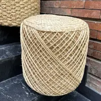 Puff De Yute Natural Rustico Importado Banco Mesa Artesanal Modelo 2
