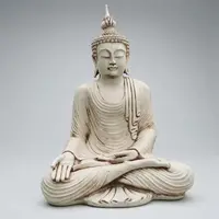 Estatua Buda Con Corona Altura 85 Cm Apto Exterior En Resina Blanco