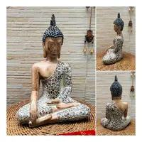 Imagen Estatuilla Buda Resina Manto Con Hojas Importado  Marrón Claro