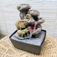 Fuente De Agua Zen Elefante Y Cria 25 Cm Con Bomba Y Led  Modelo 1