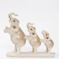 Estatuilla Familia Elefante De Resina Deco India Importado Blanco