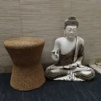 Mesa Conica Doble Apoyo Fibra Natural Kraft-madera Artesanal Marrón