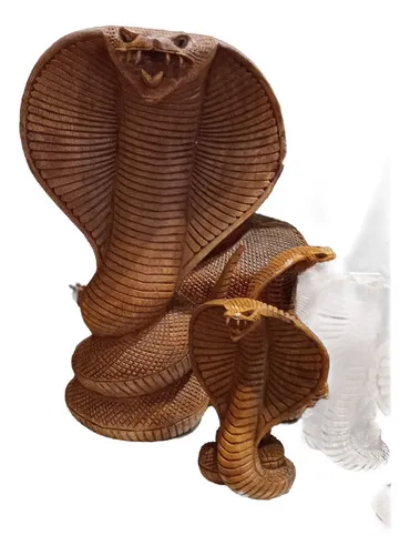 Cobra Madera Teka 30 Cm Serpiente Sagrada De India Importada Marrón Claro