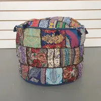 Funda Puff Covertor Patchwork Importado Pushkar Tienda Azul