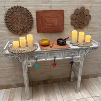 Consola Recibidor Dressoir Madera Oriente Mueble Importado Blanco
