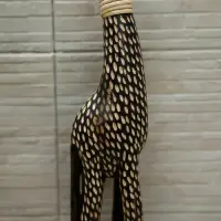 Jirafa De Madera Teka En 1 Pieza Pintada Artesanal Importada