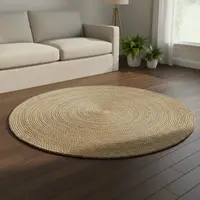 Alfombra Artesanal Yute Importada De India Pushkar Tienda 90 Cm Marrón Claro
