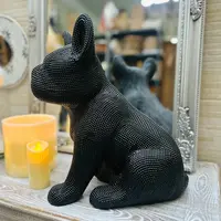 Escultura Bulldog Decó Perlado Minimalista Artesanal 40 Cm 
