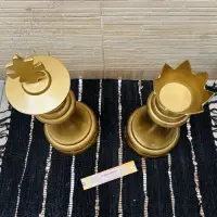 Pieza De Ajedrez Decorativa Rey Aluminio Importado Oriente Dorado Oscuro