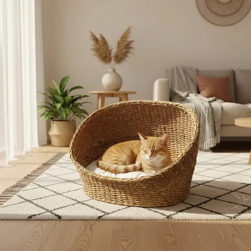 Puff Natural Con Almohadon Ideal Para Mascota Deco Fiaca Fibras Naturales